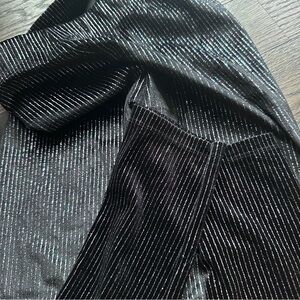 Zara Girls Black Metallic Stripe Leggings Size 11/12 (152)